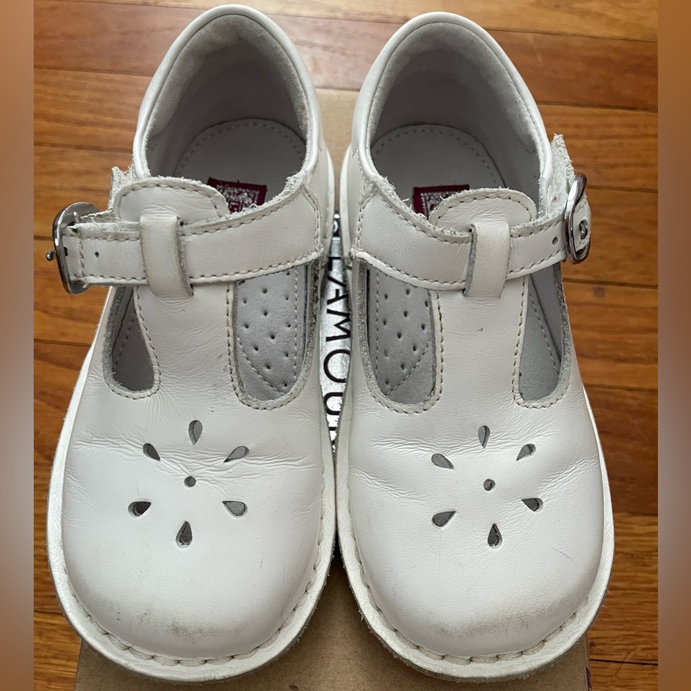 Girls white lamour t strap size 8